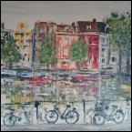 Archiv | Amsterdam mi Fahrr  der Acryl auf Leinen 80x170 cm